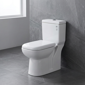 Space Saving Short Projection Two Piece Square Toilet Ceramic Floor Standing <b>Back</b> To Wall Rimless WC - Product Image 3