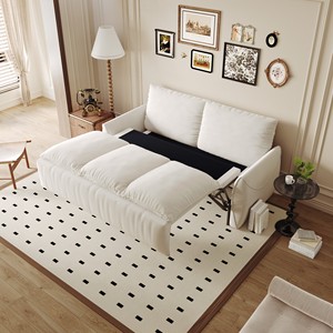 Canapé-lit convertible pliable 2 places avec ensemble oreiller et couverture 2-en-1, lit d'appoint multifonctionnel en velours pour salon - Product Image 4