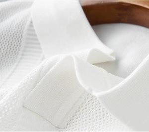 Verano fino elegante estilo <span class=keywords><strong>Caballero</strong></span> diseño único hueco hielo seda tejido blanco Polo hombres <span class=keywords><strong>manga</strong></span> <span class=keywords><strong>corta</strong></span> Slim Fit - Product Image 6