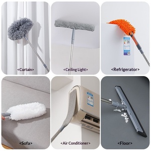 Raspador de limpieza de ventanas de acero inoxidable dos en uno, cepillo de doble cara para eliminar polvo y telarañas, para limpiar vidrios de edificios altos - Product Image 2