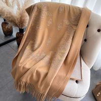 Écharpes en cachemire épais brodées classiques du Moyen-Orient/Dubaï/Arabie pour femmes, avec pompons, vente en gros