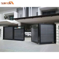 Porte de Villa Personnalisée en Métal à Double Battant, Porte Principale Moderne avec Télécommande Électrique Automatique, Design de Porte Coulissante Pliante en Aluminium