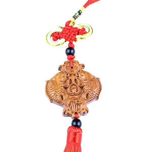 Peach Wood <b>Car</b> Pendant Engraved Auspicious Patterns Animal Zodiac Rearview Mirror Charm Red And Black Interior <b>Decor</b> Hangzhou - Product Image 3