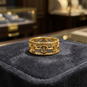 Anillo de Latón Chapado en Oro de 18K Ramavati Gems, Antideslustre, Diseño Clásico Unisex con Constelación, para Aniversarios, Bodas y Fiestas - Product Image 3