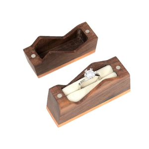 Atacado Pequeno Slim Flat Caixa De Anel De Noivado De Madeira Para Artesanato De Madeira Artesanal Feito na China - Product Image 3