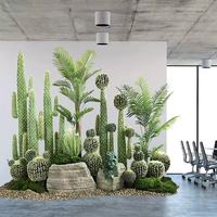 Grand Cactus Artificiel en Pot, Plante Tropicale Biomimétique Verte Forgée pour Vitrine et Décoration de Sol dans l'Aménagement Paysager des Centres Commerciaux