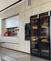 Meubles de cuisine modulaires modernes avec robinet en verre, rangement multifonctionnel et portes à fermeture douce pour espaces résidentiels et commerciaux