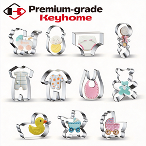 <span class=keywords><strong>Emporte</strong></span>-pièces pour baby shower en acier inoxydable, motifs body, bavoir, hochet, <span class=keywords><strong>biberon</strong></span>, poussette, moule à fondant, compatible lave-vaisselle, outil de pâtisserie DIY, OEM ODM - Product Image 1