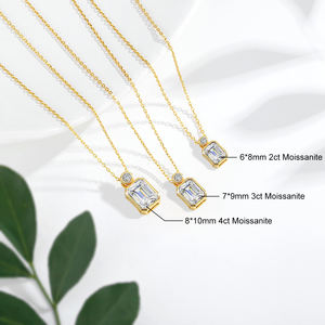 Liontin Perhiasan Emas 14K Berongga <span class=keywords><strong>2</strong></span> Karat 3 Karat 4 Karat Potongan Zamrud Moissanite Putih Berlian Emas Kalung Wanita - Product Image 6