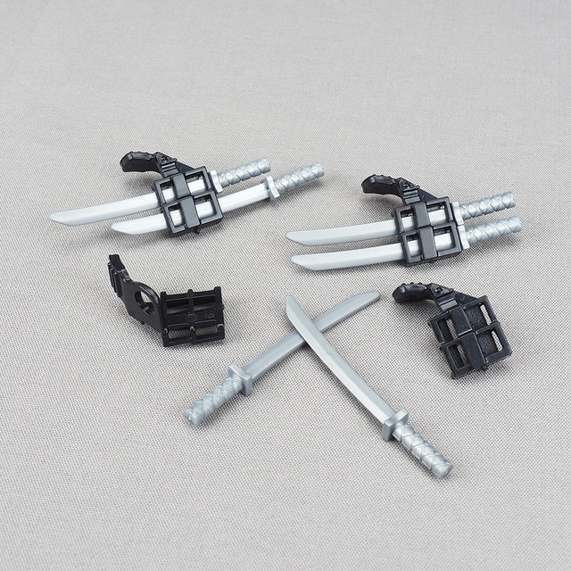 Weapon, Silver Sword, Double Sword Stand, Building Blocks Scene Assembly Model Accessories, Small Particle Parts