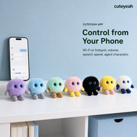 Cuteyeah Porte-clés Monstre en Peluche Mignon à Quatre Pattes, Compagnon Parlant IA, Yeux Lumineux, Application Wi-Fi, Compagnon de Bureau, Cadeau pour Collègues