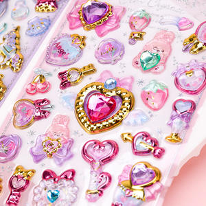 Enfants dessin animé mignon animaux 3D autocollants acryliques avec soulagement bonbons lapin cristal autocollants journal décor - Product Image 5