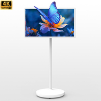 Téléviseur intelligent portable INNCHIP 32 pouces 4K UHD Android 15 blanc LED avec 8 Go/128 Go et télécommande pour bureau, salle de sport, chambre, cuisine