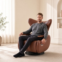 Fauteuil d'appoint pivotant moderne en similicuir écologique avec accoudoirs en bois massif pour salon