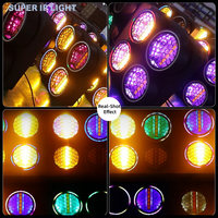 Projecteur de scène LED rétro 4 yeux 4*70W Golden Light avec 192 LED RGB auxiliaires, DMX512 RDM, faisceau, wash, stroboscope, effet DJ