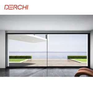 DERCHI Q9 Series High End Large Half View Puerta corredera de aluminio ultra estrecha Heavy Duty Big Panel Puerta de vidrio