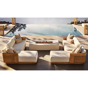 Salon de Jardin de Luxe Design Modulable en <span class=keywords><strong>Teck</strong></span>, Canapé d'Angle Moderne pour Extérieur - Product Image 1