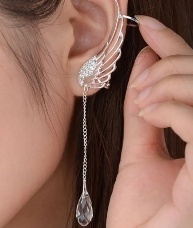 Angel crystal wing stud earrings hot sale