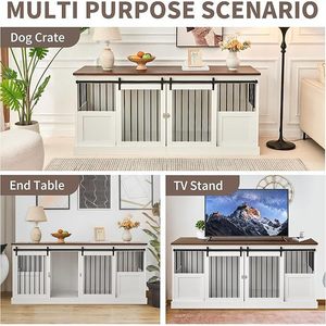 Cage pour grand chien, mobilier de niche intérieure pour chien de 71 pouces avec plateau, XXL robuste, séparateur amovible et porte coulissante. - Product Image 4