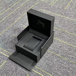 Boîte <span class=keywords><strong>à</strong></span> <span class=keywords><strong>montre</strong></span> <span class=keywords><strong>en</strong></span> <span class=keywords><strong>cuir</strong></span> noir haut de gamme avec logo estampé <span class=keywords><strong>à</strong></span> chaud exquis pour le rangement et le cadeau de montres - Product Image 1
