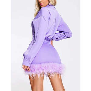 <span class=keywords><strong>Mini</strong></span> <span class=keywords><strong>abito</strong></span> da festa da donna Sexy club personalizza il marchio primavera estate abbigliamento Casual gonna aderente <span class=keywords><strong>viola</strong></span> camicia di piume abiti da donna - Product Image 4