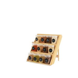 Cross-border <b>kitchen</b> countertop bamboo spice <b>rack</b>, solid wood three-tier wooden spice storage <b>rack</b> for home use. - Product Image 5