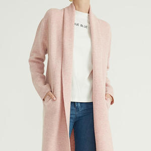 Cardigan en <span class=keywords><strong>laine</strong></span> mérinos <span class=keywords><strong>rose</strong></span> pour femmes, tricoté, Long,, automne, hiver, nouveau modèle - Product Image 6