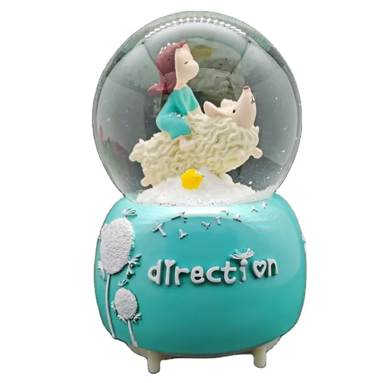 Hochzeit Dekoration Farbwechsel USB Luxus Junges Mädchen Schnee Globe Music Box für Weihnachten Geschenke