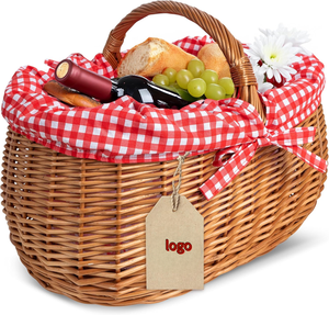 JY Creative Home Grand <span class=keywords><strong>panier</strong></span> de pique-nique en osier avec poignée <span class=keywords><strong>Panier</strong></span> <span class=keywords><strong>à</strong></span> provisions tressé de vacances vide <span class=keywords><strong>panier</strong></span> de saule avec poignée - Product Image 3