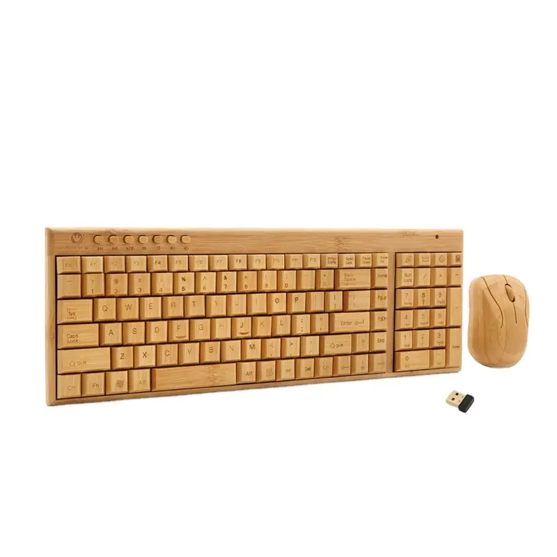 Wholesale hand make eco friendly custom multimedia keyboard and mouse combo wireless usb bamboo keyboard with mouse