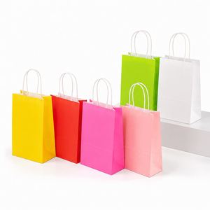 Sacs en papier kraft biodégradables colorés avec poignées pour l'emballage alimentaire et l'emballage du thé - Product Image 3