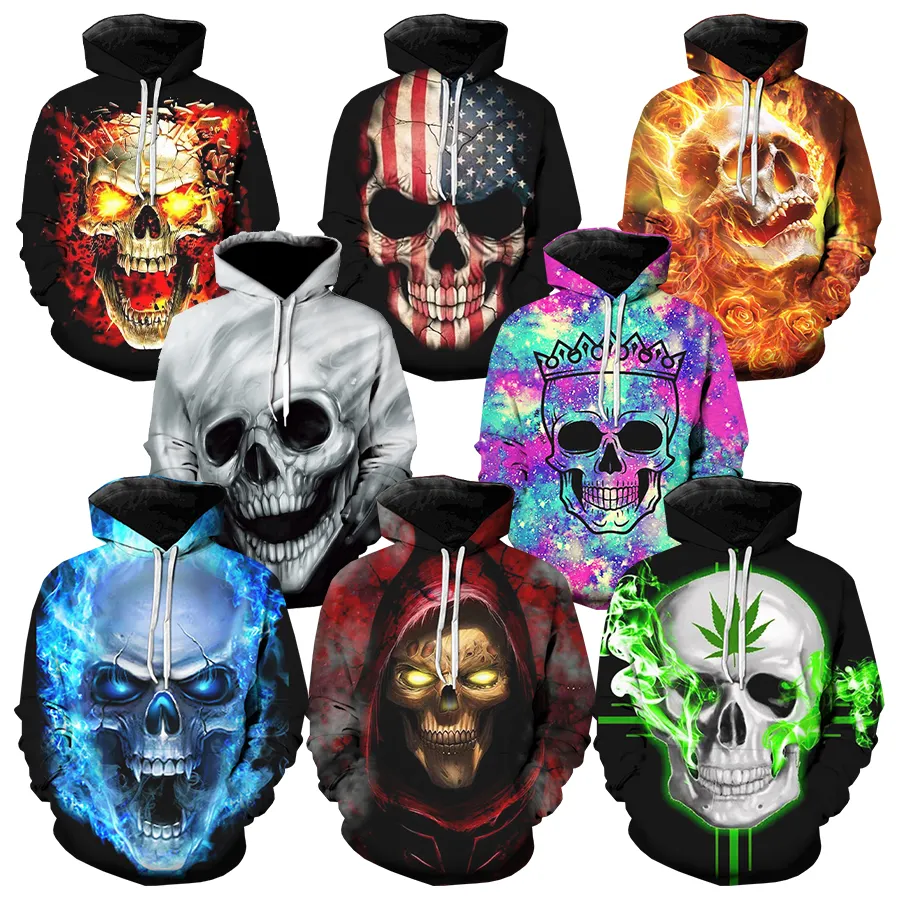 2022 Hot Swag Cool Printed Tops Horror Halloween 3D Printing Hoodies Men Casual Fashion Oversized Pullover Sweater Male Apparel