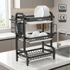 Escurridor de Platos de Cocina de 3 Niveles RTA al por Mayor, de Acero al Carbono Antioxidante, Organizador de Almacenamiento que Ahorra Espacio, Certificado TUV de Fábrica - Product Image 1