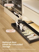 UZIA-264FL Range-chaussures coulissant en aluminium avec armoire de rangement dissimulée, organisateur de rangement pour chaussures à fermeture douce