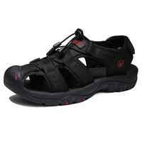 Nouvelle Arrivée Sandales d'été pour hommes en cuir véritable de grande taille, mode, pour l'extérieur, plage, doublure en mesh, pantoufles d'extérieur