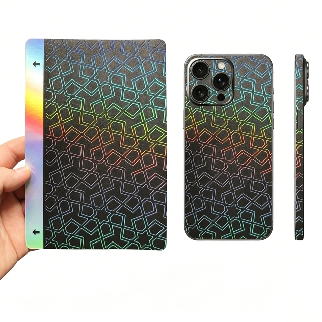 3D Laser Relief Embossed Phone Back Skin Film Customized Mobile Cover Colorful Shiny Protective Sticker for iPhone 16 17 Pro Max
