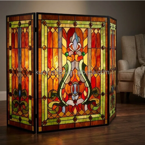 Paravent de cheminée victorien pliable en 3 parties, en verre teinté style cathédrale, sur mesure, fabriqué en Chine, taille 110*70CM - Product Image 3