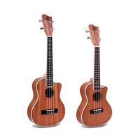 Ukulélé Cutaway Mat en Contreplaqué Sapele de Haute Qualité Surpass Music, 24/26 Pouces, Guitare à Quatre Cordes