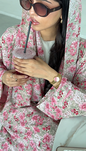 Nouvelle arrivée : robe longue ample en mousseline légère, style kimono abaya, impression personnalisée Dubai, motif floral. - Product Image 3