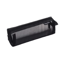 Sac à crayons en maille transparente en gros, pochette légère pour fournitures scolaires avec fermeture éclair pour étudiants, logo personnalisé pris en charge