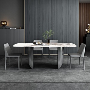Juego de Mesa de Comedor Moderno de Piedra Sinterizada, 4 Piezas, Rectangular, Duradero, Estilo Nórdico, Muebles para Comedor - Product Image 2