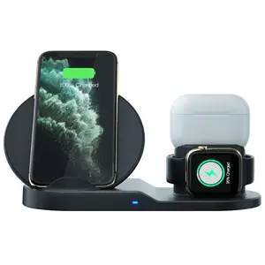 15W 3 In 1 Fast Charging Wireless Charging Station 3 in 1 Wireless Phone Charger Stand For iPhone AirPods Watch