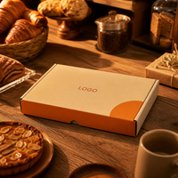 Boîte d'expédition de luxe personnalisée avec logo, couleur crème-orange, en carton ondulé plat écologique pour pâtisseries et pains