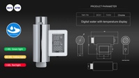 Thermomètre numérique de bain avec affichage de la température, capteur de débit d'eau de douche LED, affichage numérique du débit d'eau de douche, minuteur de douche