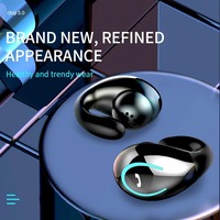 Headset Bluetooth nirkabel, headphone nirkabel, konduksi udara dengan mikrofon bebas genggam, earphone Clip-on-ear untuk berkendara, kerja, Audifonos