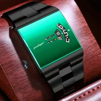 Montre-bracelet à quartz pour homme, boîtier rectangulaire en acier inoxydable, étanche 3 bars, élégante, 857