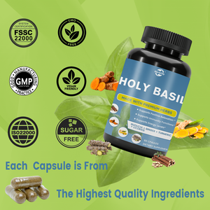 Cápsulas de suplementos de albahaca sagrada Haccp OEM ODM con <span class=keywords><strong>Guduchi</strong></span>, jengibre, curcumina de cúrcuma, soporte de regaliz inmune, energía - Product Image 4