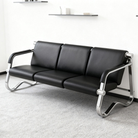 Banc de siège moderne en cuir pour aéroport, canapé 3 places pour passagers, chaise de visiteur pour salle d'attente d'hôpital ou bureau