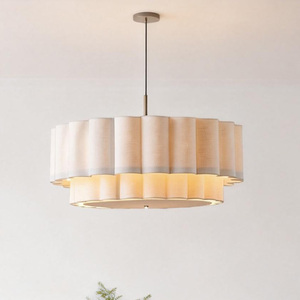 Lustre <span class=keywords><strong>en</strong></span> <span class=keywords><strong>tissu</strong></span> rétro nordique, luminaire suspendu moderne <span class=keywords><strong>en</strong></span> fer <span class=keywords><strong>pour</strong></span> <span class=keywords><strong>chambre</strong></span> à coucher, salon, salle à manger - Product Image 1