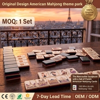 Mahjong américain professionnel pliable de luxe, 160 tuiles, design artistique personnalisé, peint à la main, gravé, en acrylique